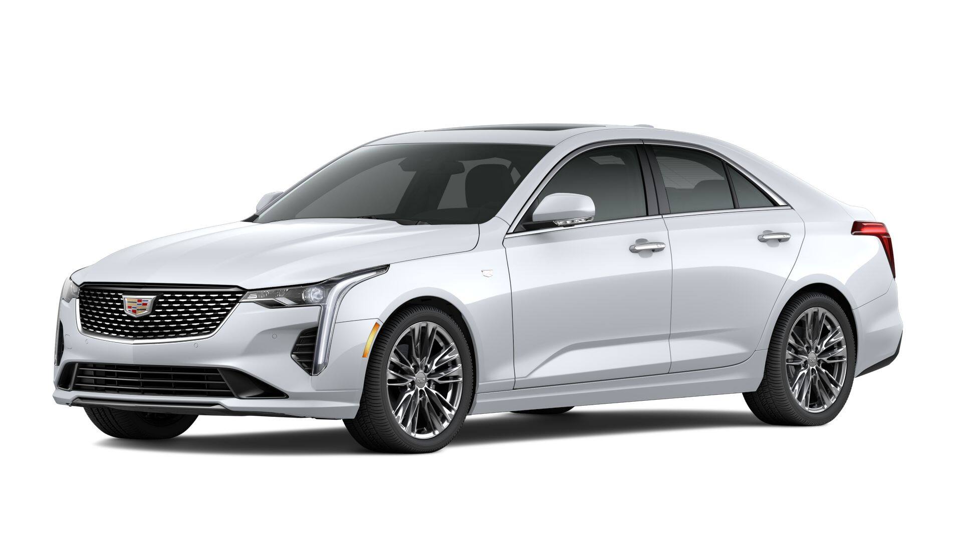 2026 Cadillac CT4 Premium Luxury in Vibrant White Tricoat — front three-quarter view