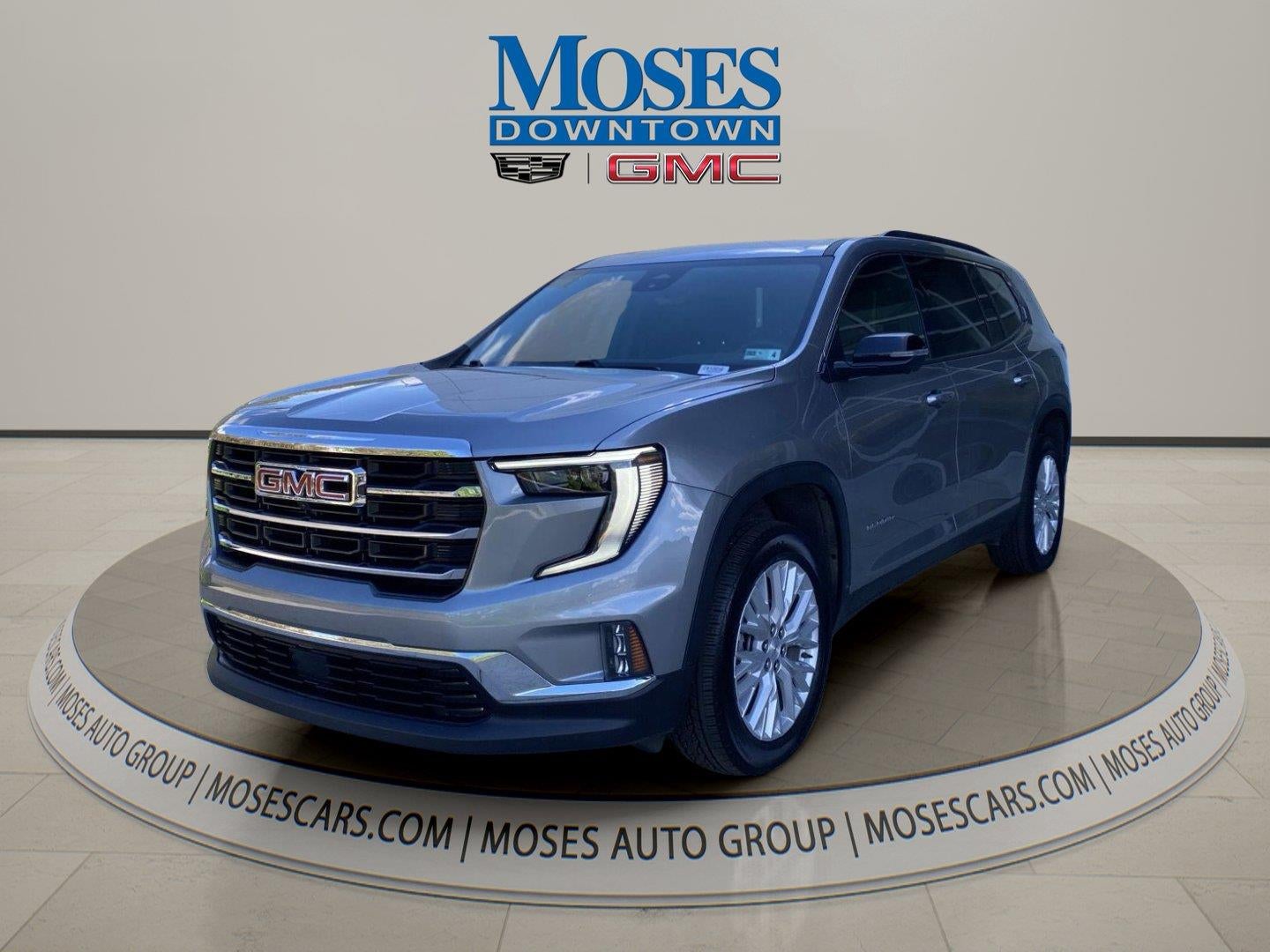 2026 GMC Acadia Elevation in Sterling Metallic — front three-quarter view