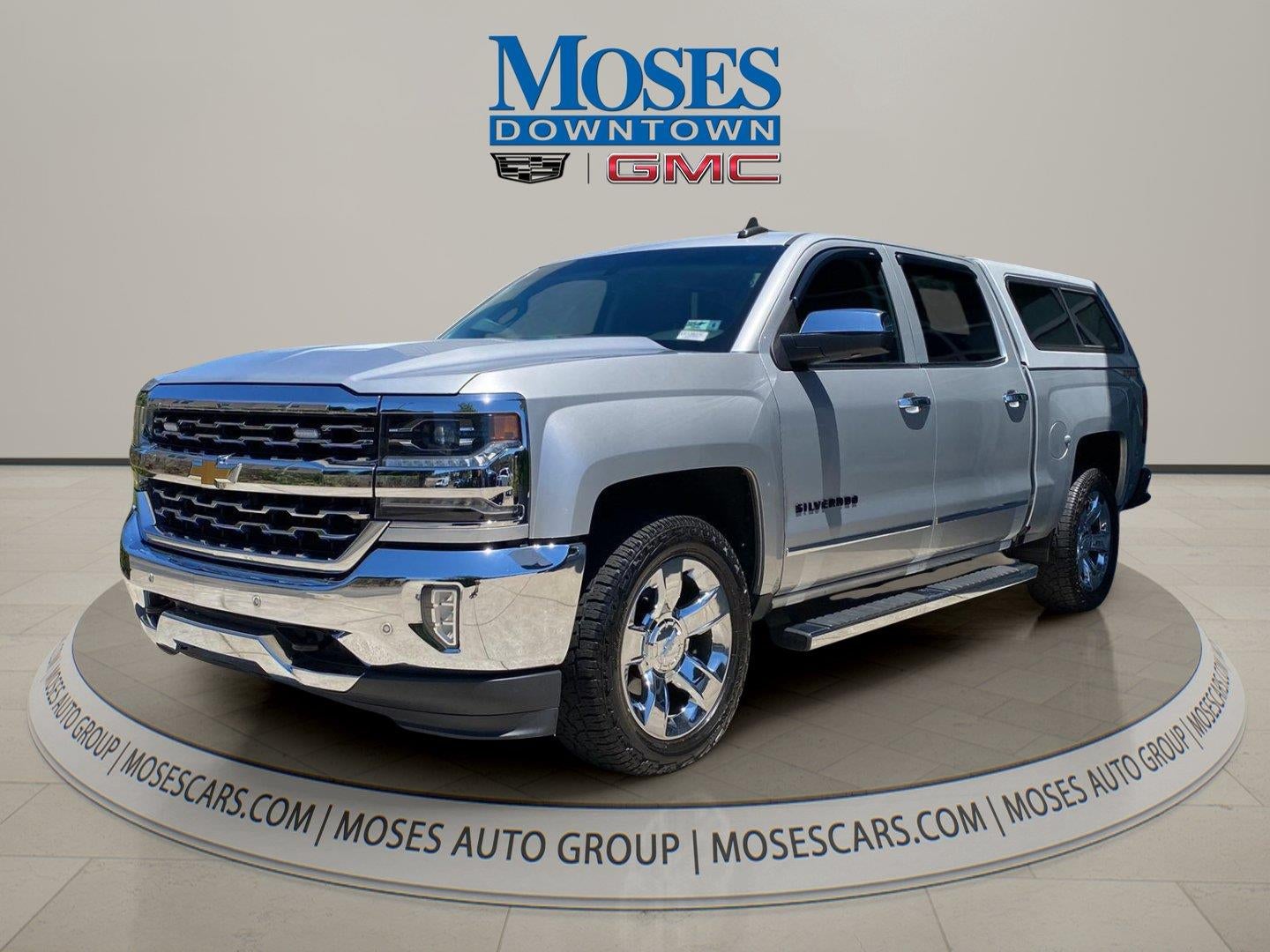 2018 Chevrolet Silverado 1500 LTZ in Silver Ice Metallic — front three-quarter view